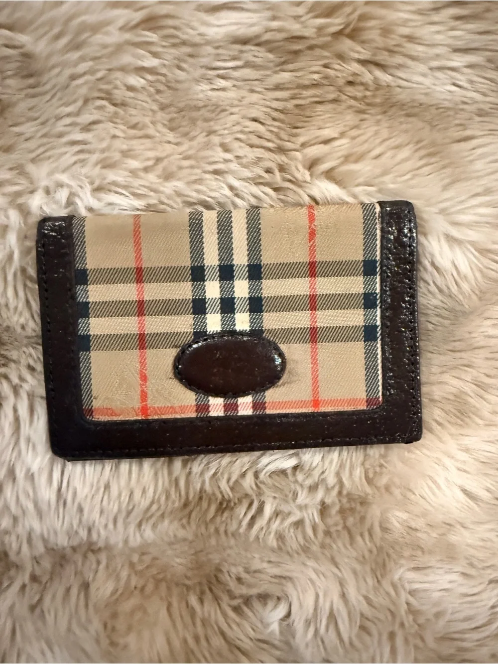 Vintage Burberrys Nova Check Plaid ID Card Holder Wallet – Brown Leather